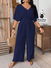 Macacão Elegante Com Mangas Ampla Plus Size Azul / G Macacão Elegante Com Mangas Ampla Plus Size