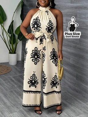 Macacão Elegante De Gola Alta Plus Size Macacão Elegante De Gola Alta Plus Size