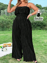 Macacão Longo Plissado Com Alças Plus Size Macacão Longo Plissado Com Alças Plus Size