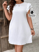 Vestido Canelado com Mangas Babado em Cores Variadas Plus Size Vestido Canelado com Mangas Babado em Cores Variadas