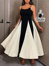 Vestido Midi Bicolor com Alças Finas e Saia Ampla Plus Size Preto e Branco / G Conjunto Cropped e Shorts Estampado com
