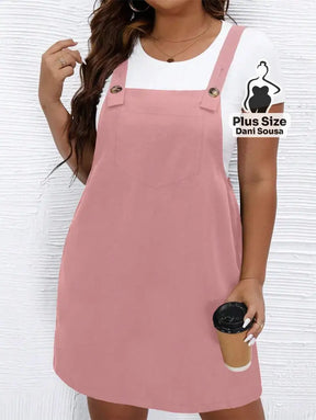 Vestido Salopete com Alças Plus Size Rosa Chiclete / G Vestido Salopete com Alças Plus Size