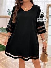 Vestido Sofisticado Com Detalhes Transparentes Plus Size Preto / G Vestido Sofisticado Com Detalhes Transparentes Plus